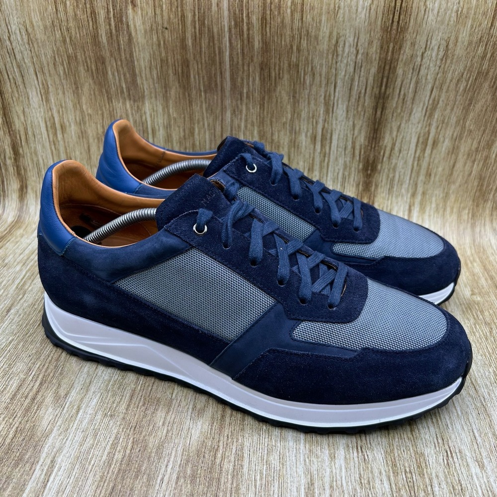 Magnanni Leonard Sneakers Men's Size 13 Navy Blue Suede Mesh Leather Trim